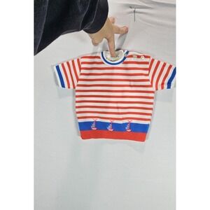 Vintage Nautical Baby Knit‎ Top Red White Blue Sailboat Japan 18 Months